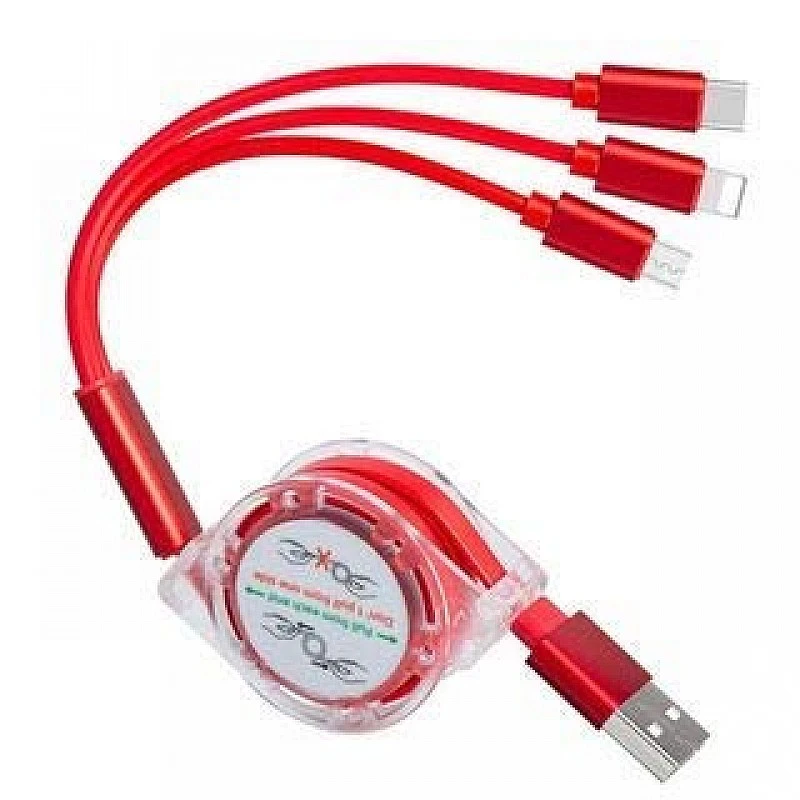 Airtree Retractable 3-in-1 USB Charging Cable | Multi-Device Compatible Airtree Retractable 3-in-1 USB Charging Cable | Multi-Device Compatible