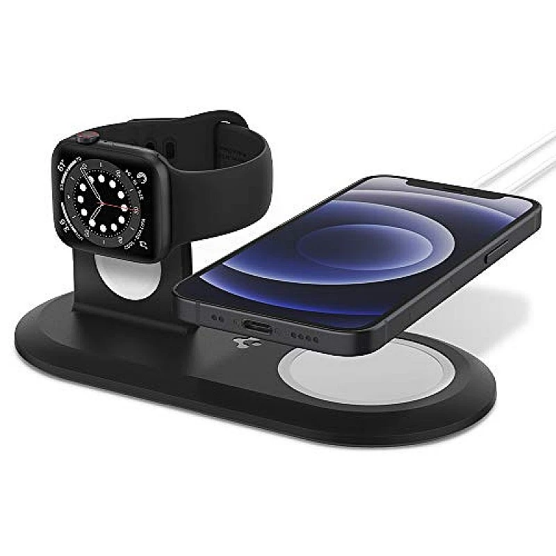 Spigen Mag Fit Duo 2 in 1 mobile stand Compatible with MagSafe Charger Stand for - Black Spigen Mag Fit Duo 2 in 1 mobile stand Compatible with MagSafe Charger Stand for - Black