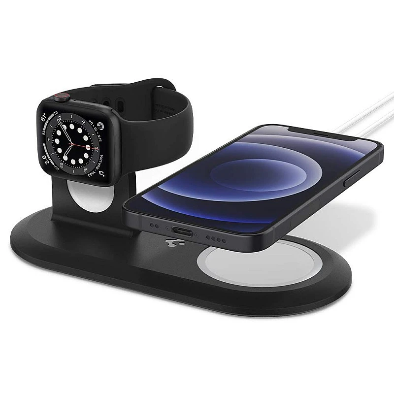 Spigen Mag Fit Duo 2 in 1 mobile stand Compatible with MagSafe Charger Stand for - Black Spigen Mag Fit Duo 2 in 1 mobile stand Compatible with MagSafe Charger Stand for - Black