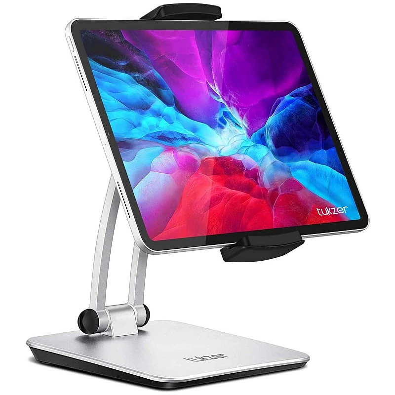 Tukzer Tabletop Foldable Professional Desktop Stand Holder with 360° Swivel & Height Adjustable, Tablets & Smartphones (Grey) Tukzer Tabletop Foldable Professional Desktop Stand Holder with 360° Swivel & Height Adjustable, Tablets & Smartphones (Grey)