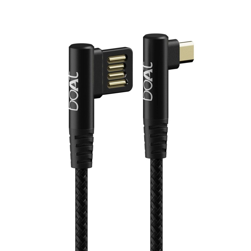 boAt Micro USB L70 Cable Black, 3A Fast Charging & 480 Mbps Data Sync Braided Skin with L Shaped Connector (Black) boAt Micro USB L70 Cable Black, 3A Fast Charging & 480 Mbps Data Sync Braided Skin with L Shaped Connector (Black)