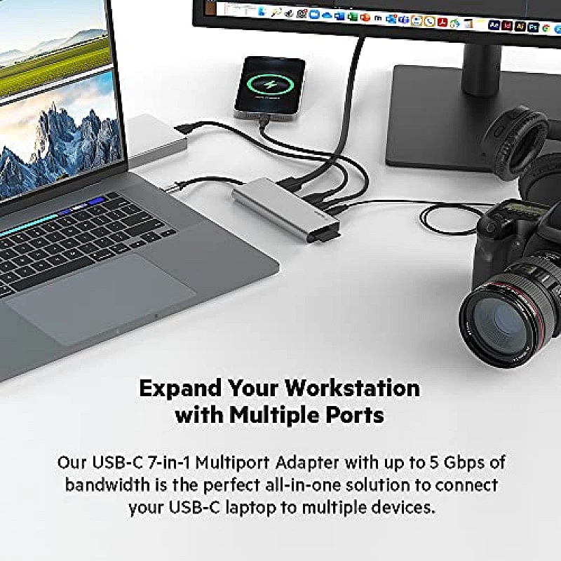 Belkin USB C Hub, 7-in-1 MultiPort Adapter Dock with 4K HDMI 1.4, USB-C PD 3.0, 2X USB-A 3.0 BC1.2, SD 3.0 Card Reader Belkin USB C Hub, 7-in-1 MultiPort Adapter Dock with 4K HDMI 1.4, USB-C PD 3.0, 2X USB-A 3.0 BC1.2, SD 3.0 Card Reader