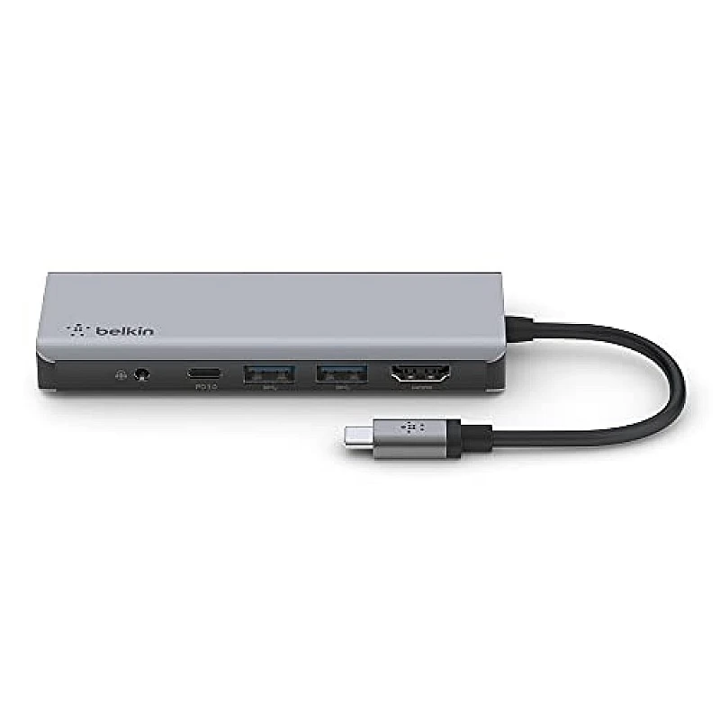 Belkin USB C Hub, 7-in-1 MultiPort Adapter Dock with 4K HDMI 1.4, USB-C PD 3.0, 2X USB-A 3.0 BC1.2, SD 3.0 Card Reader Belkin USB C Hub, 7-in-1 MultiPort Adapter Dock with 4K HDMI 1.4, USB-C PD 3.0, 2X USB-A 3.0 BC1.2, SD 3.0 Card Reader