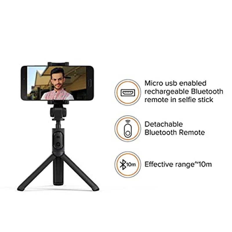 Xiaomi Selfie Stick with Micro USB Rechargeable Bluetooth Remote, Tripod Stand, Multifunctional Selfie Stick (Black) Xiaomi Selfie Stick with Micro USB Rechargeable Bluetooth Remote, Tripod Stand, Multifunctional Selfie Stick (Black)