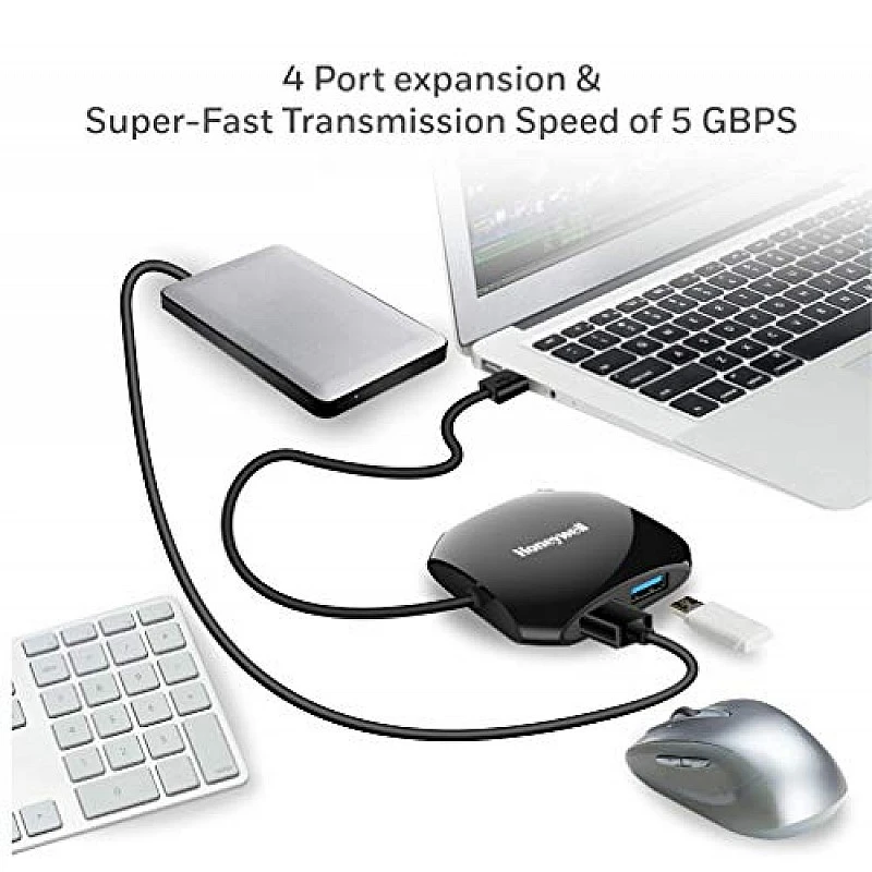 Honeywell Momentum Port 4-1 USB 3.0 Hub, Transmission Speed 5GBPS, Laptop, Speaker, Mobile, Pen Drive, Hard Drive, Keyboard Printer, Glossy Black Honeywell Momentum Port 4-1 USB 3.0 Hub, Transmission Speed 5GBPS, Laptop, Speaker, Mobile, Pen Drive, Hard Drive, Keyboard Printer, Glossy Black