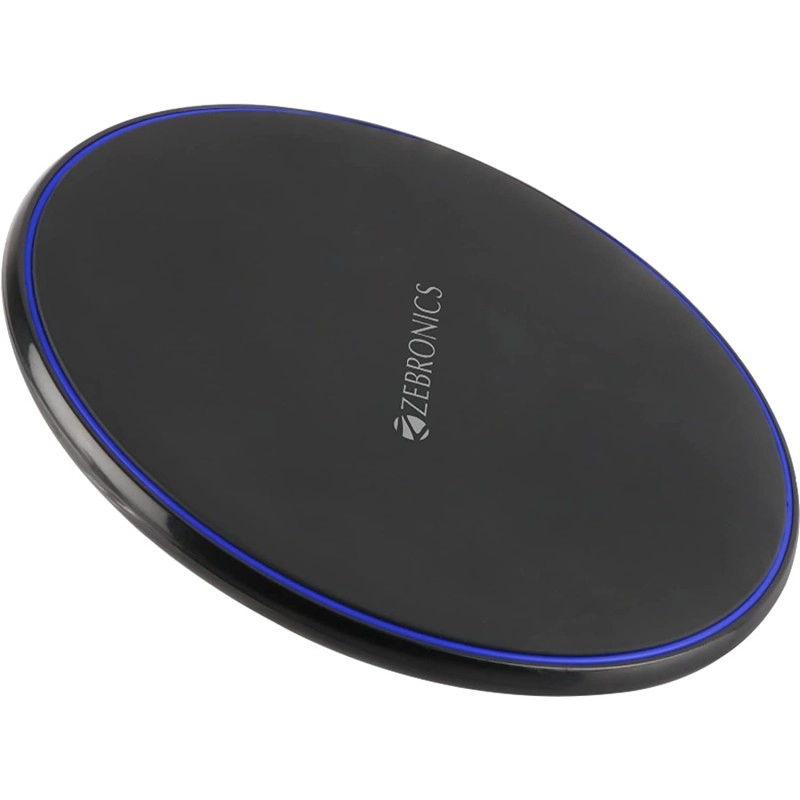 ZEBRONICS ZEB-WCP1001S 10W Wireless Charging Pad with Foreign Object Detection, 10W/7.5W/2.5W Support (Black)