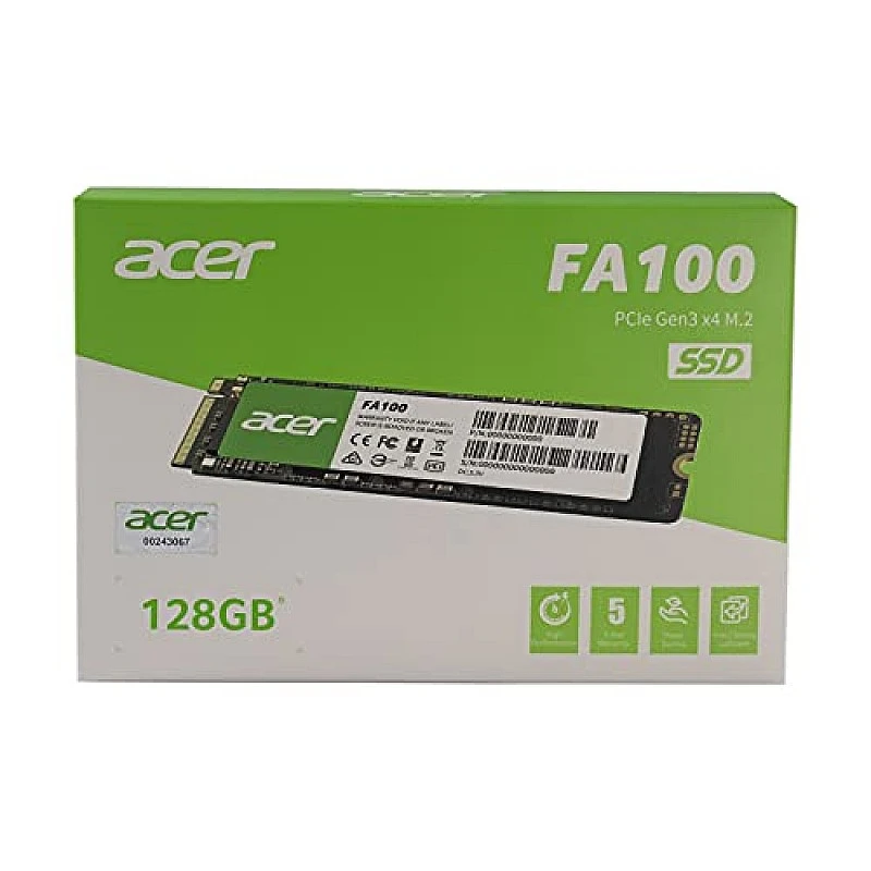 Acer FA100 128GB PCIe Gen3 x4 NVMe 3D NAND SSD M.2 Internal SSD-950MB/s R, 650MB/s W Speed Acer FA100 128GB PCIe Gen3 x4 NVMe 3D NAND SSD M.2 Internal SSD-950MB/s R, 650MB/s W Speed