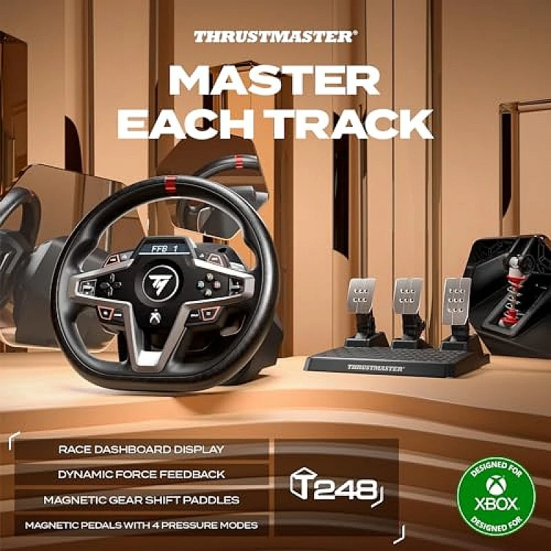 Thrustmaster T248 Force Feedback Racing Wheel and Magnetic Pedals for Xbox Series Thrustmaster T248 Force Feedback Racing Wheel and Magnetic Pedals for Xbox Series