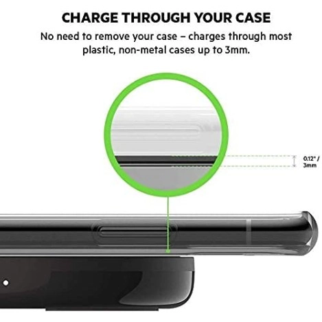 Belkin USB 3.0 Cellular Phones Boost Charge 15W Fast Wireless Charging Pad, Case Compatible - Black, Large (Wia002Btbk)