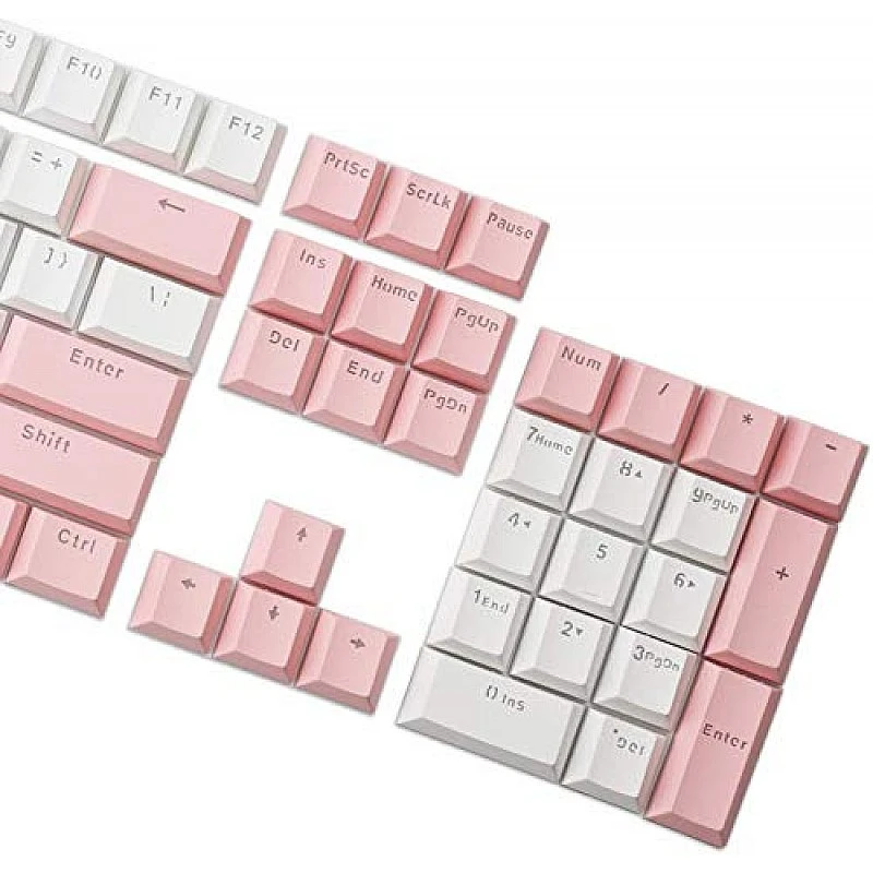 HUO JI PBT Keycaps Double Shot Injection Keycaps Translucent Layer Full 104 Keys Se White-Pink HUO JI PBT Keycaps Double Shot Injection Keycaps Translucent Layer Full 104 Keys Se White-Pink