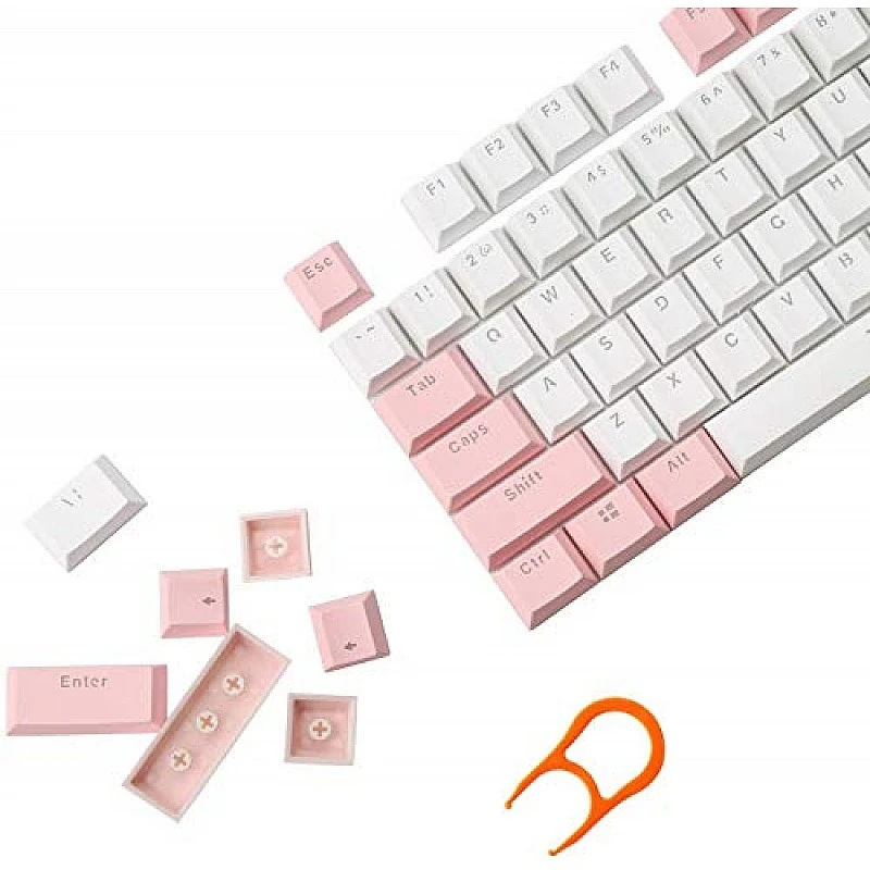 HUO JI PBT Keycaps Double Shot Injection Keycaps Translucent Layer Full 104 Keys Se White-Pink HUO JI PBT Keycaps Double Shot Injection Keycaps Translucent Layer Full 104 Keys Se White-Pink