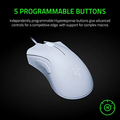 Razer DeathAdder Essential White Edition - 6400 DPI Ergonomic Wired Gaming Mouse - RZ01-03850200-R3M1 Razer DeathAdder Essential White Edition - 6400 DPI Ergonomic Wired Gaming Mouse - RZ01-03850200-R3M1