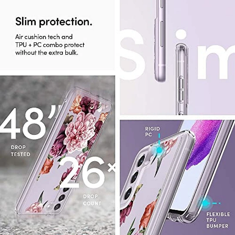 CYRILL by Spigen Thermoplastic Polyurethane and PC Cecile Back Cover Compatible for Samsung Galaxy S21 FE 5G (Rose Floral) CYRILL by Spigen Thermoplastic Polyurethane and PC Cecile Back Cover Compatible for Samsung Galaxy S21 FE 5G (Rose Floral)