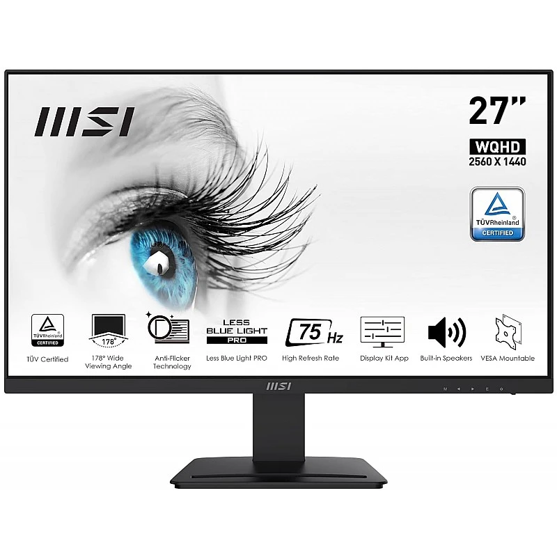 MSI Pro Mp273Qv 27 Inch Wqhd 2560 X 1440 Professional Business LCD Monitor, 75Hz Refresh Rate Black MSI Pro Mp273Qv 27 Inch Wqhd 2560 X 1440 Professional Business LCD Monitor, 75Hz Refresh Rate Black