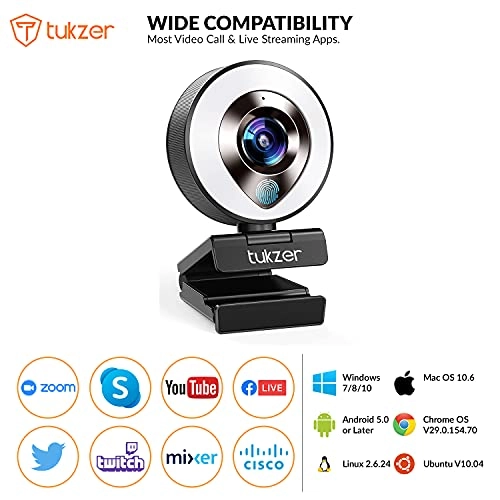 Tukzer HD 1080P Webcam with Microphone and Ring Light, Plug and Play Web Camera (TZ-WC1) Tukzer HD 1080P Webcam with Microphone and Ring Light, Plug and Play Web Camera (TZ-WC1)
