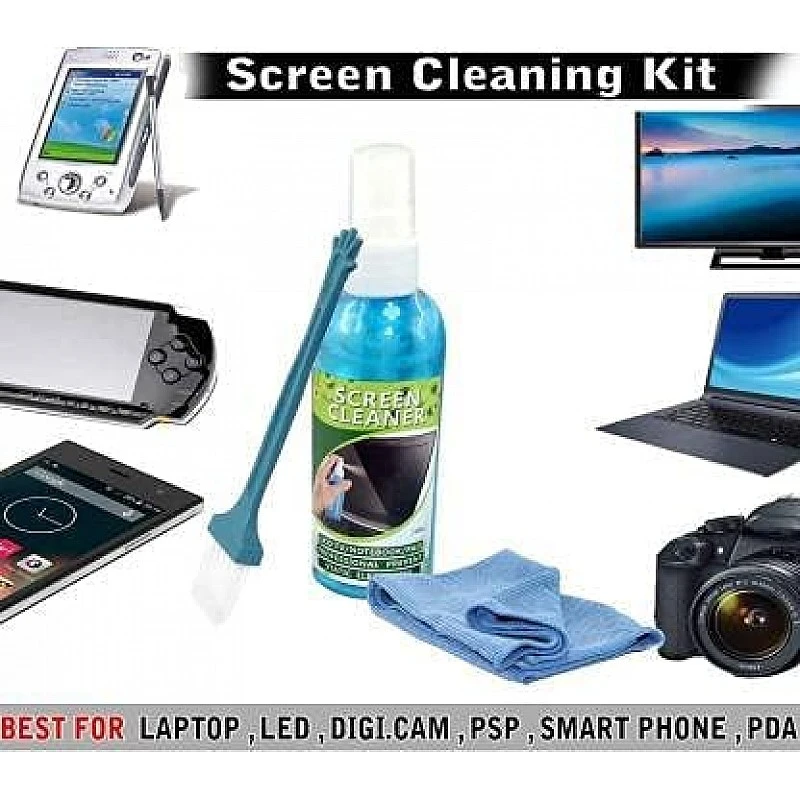 Lapster 3 in 1 Screen Cleaning Kit with Brush and Micro Cloth for PC, laptops, LCD led mobiles and TV (80ML) Lapster 3 in 1 Screen Cleaning Kit with Brush and Micro Cloth for PC, laptops, LCD led mobiles and TV (80ML)