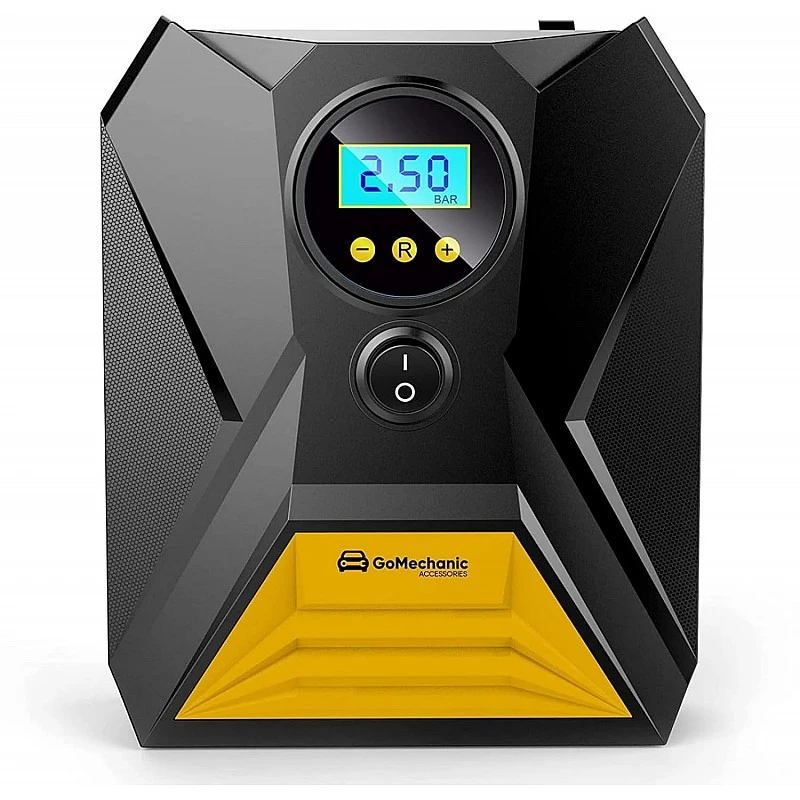 GoMechanic Gusto T10 Digital Tyre Inflator for Car 150 psi, 12V DC Portable Air Pump Compressor Suitable for Bikes GoMechanic Gusto T10 Digital Tyre Inflator for Car 150 psi, 12V DC Portable Air Pump Compressor Suitable for Bikes