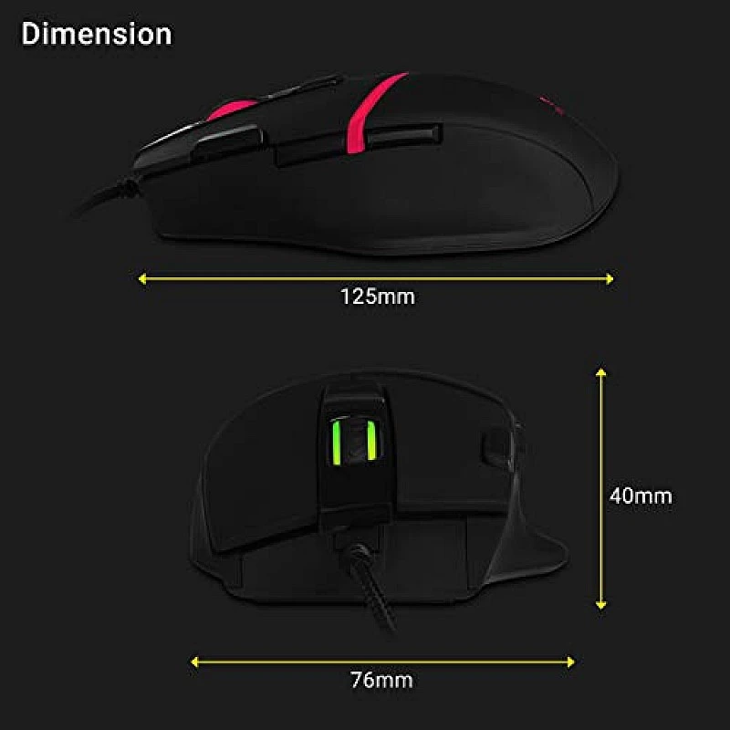 Zebronics Zeb-Tempest Plus 8-Button Wired Gaming Mouse with Rapid Fire Key, 6400 DPI Sensor, Rubber Finish, RGB Lights Zebronics Zeb-Tempest Plus 8-Button Wired Gaming Mouse with Rapid Fire Key, 6400 DPI Sensor, Rubber Finish, RGB Lights