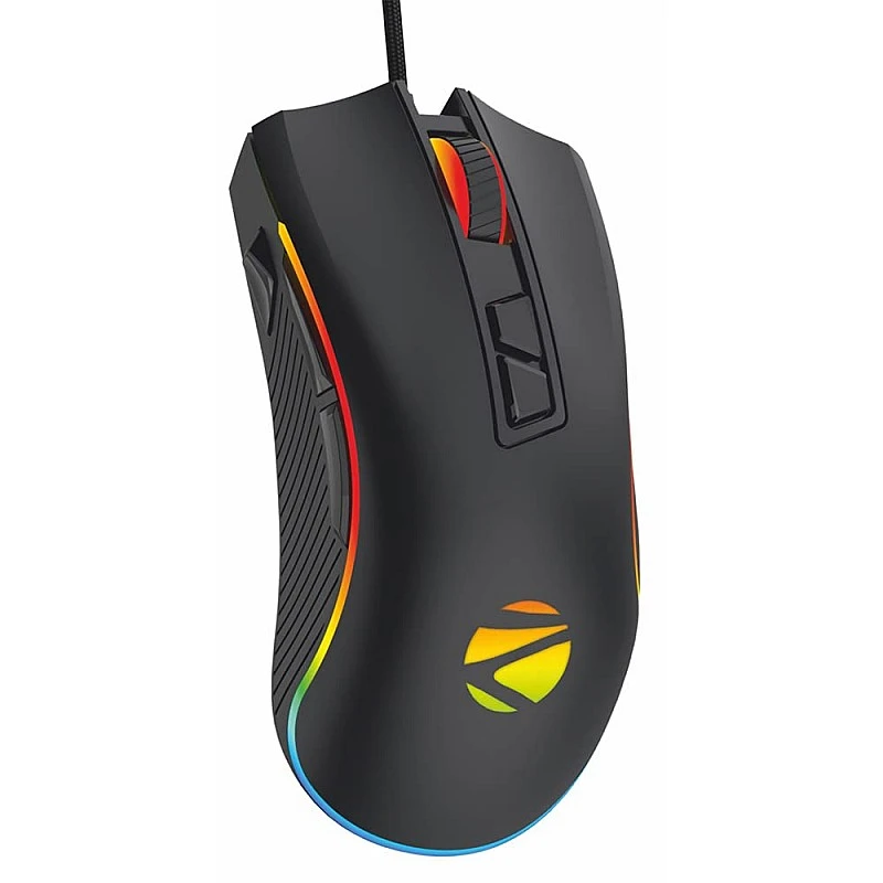 Zebronics Zeb-Tempest Plus 8-Button Wired Gaming Mouse with Rapid Fire Key, 6400 DPI Sensor, Rubber Finish, RGB Lights Zebronics Zeb-Tempest Plus 8-Button Wired Gaming Mouse with Rapid Fire Key, 6400 DPI Sensor, Rubber Finish, RGB Lights