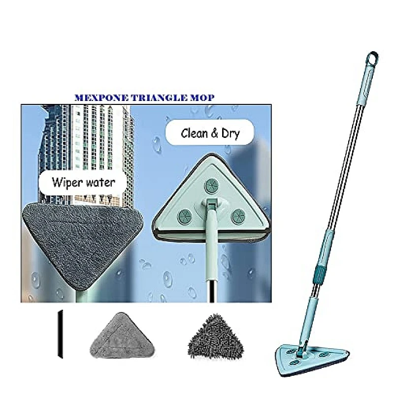 AIRTREE Rotatable Triangle Mop with Long Handle, Microfiber Flat Floor mop Rotatable Cleaning Brush Glass Wiper Window (Multicolor) AIRTREE Rotatable Triangle Mop with Long Handle, Microfiber Flat Floor mop Rotatable Cleaning Brush Glass Wiper Window (Multicolor)