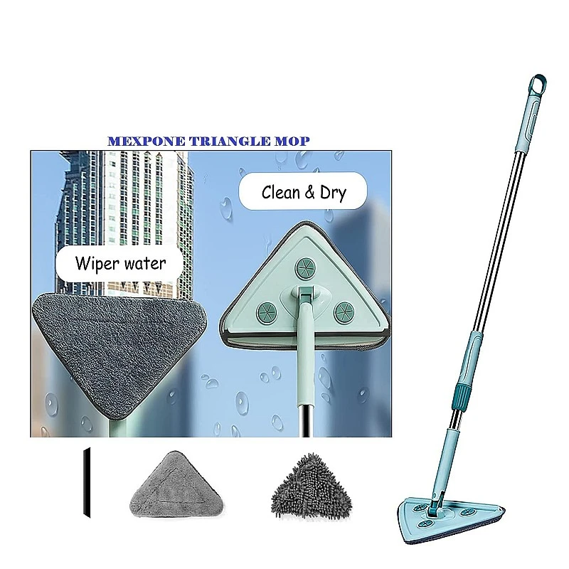 AIRTREE Rotatable Triangle Mop with Long Handle, Microfiber Flat Floor mop Rotatable Cleaning Brush Glass Wiper Window (Multicolor) AIRTREE Rotatable Triangle Mop with Long Handle, Microfiber Flat Floor mop Rotatable Cleaning Brush Glass Wiper Window (Multicolor)