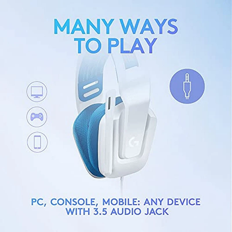 Logitech G335 Lightweight Gaming Wired Over Ear Headphones with Mic White Logitech G335 Lightweight Gaming Wired Over Ear Headphones with Mic White