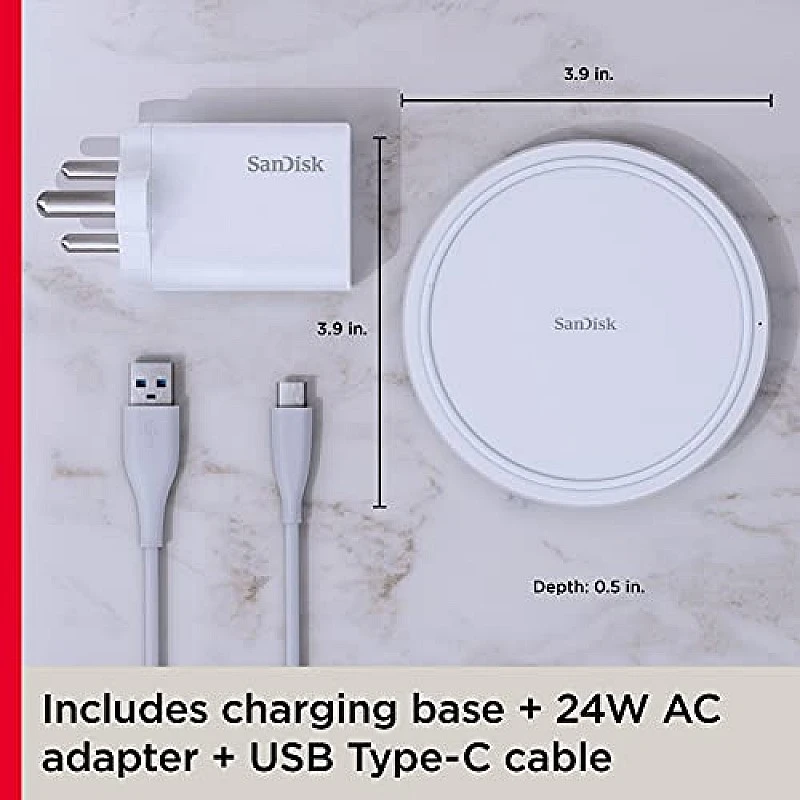 SanDisk iXpand Wireless 15W Charger with QC 3.0 Adapter Included for Qi-Compatible Phones (White) SanDisk iXpand Wireless 15W Charger with QC 3.0 Adapter Included for Qi-Compatible Phones (White)