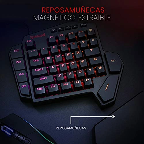 Redragon K585-blue switch DITI One-Handed RGB Mechanical Blue Switches, Type-C Professional Wired Gaming Keyboard (Black)