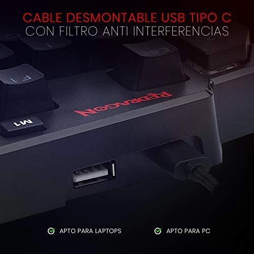 Redragon K585-blue switch DITI One-Handed RGB Mechanical Blue Switches, Type-C Professional Wired Gaming Keyboard (Black)