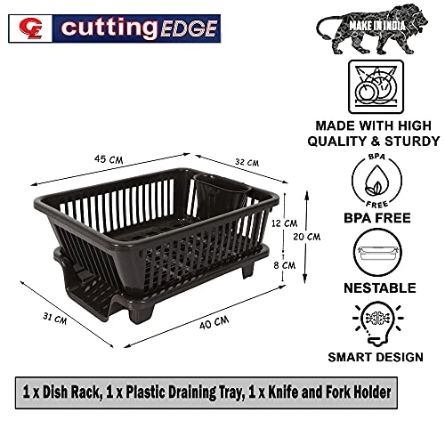 Cutting EDGE Polyethylene Durable Kitchen Sink Dish Rack Drainer Washing Basket with Tray (Dark Brown, Side Tray)(Small Size) Cutting EDGE Polyethylene Durable Kitchen Sink Dish Rack Drainer Washing Basket with Tray (Dark Brown, Side Tray)(Small Size)