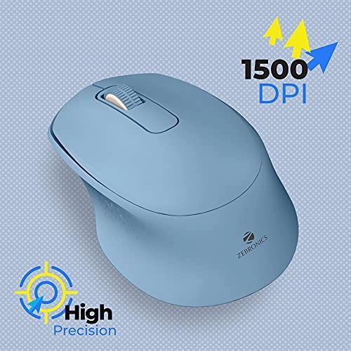 ZEBRONICS Zeb-AKO Wireless Mouse, 2.4GHz with USB Nano Receiver, High Precision Optical Tracking, 3 Buttons, (Blue) ZEBRONICS Zeb-AKO Wireless Mouse, 2.4GHz with USB Nano Receiver, High Precision Optical Tracking, 3 Buttons, (Blue)