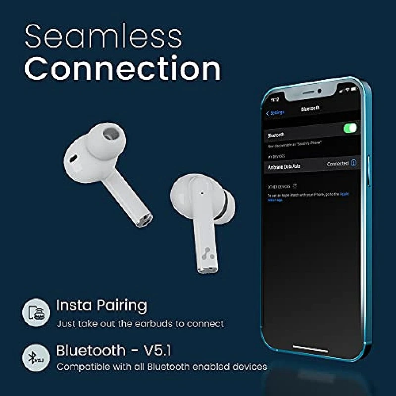 Ambrane Dots Asta True Wireless Earbuds with 36 Hours Playtime,Instant pairing with Bluetooth (White) Ambrane Dots Asta True Wireless Earbuds with 36 Hours Playtime,Instant pairing with Bluetooth (White)