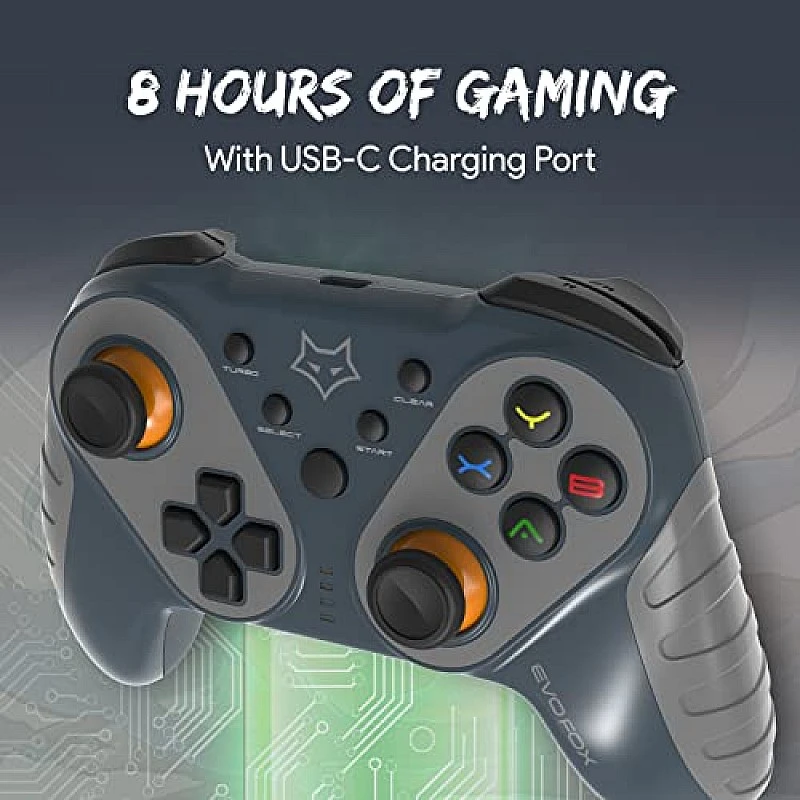 EvoFox Elite Ops Wireless Gamepad for Google TV and Android TV 8+ Hours of Play Time (Dusk Grey) EvoFox Elite Ops Wireless Gamepad for Google TV and Android TV 8+ Hours of Play Time (Dusk Grey)