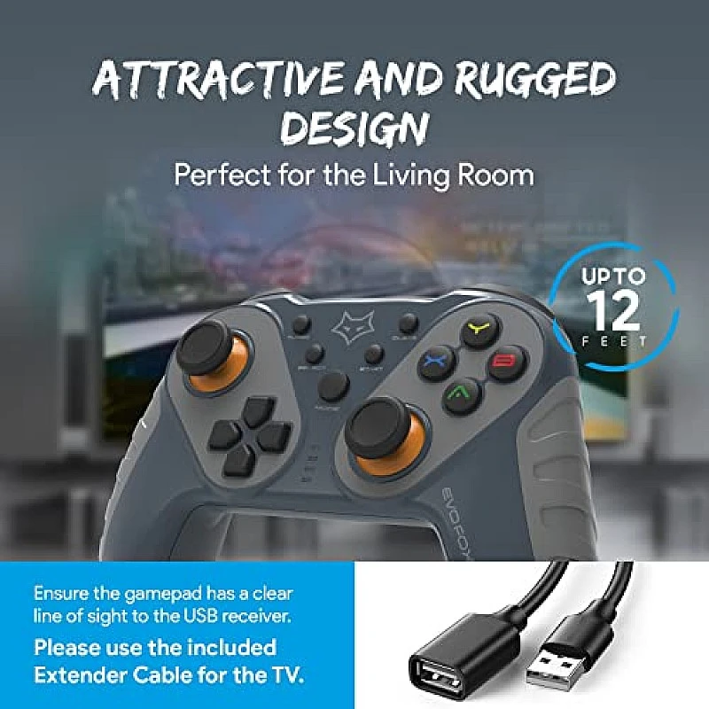EvoFox Elite Ops Wireless Gamepad for Google TV and Android TV 8+ Hours of Play Time (Dusk Grey) EvoFox Elite Ops Wireless Gamepad for Google TV and Android TV 8+ Hours of Play Time (Dusk Grey)