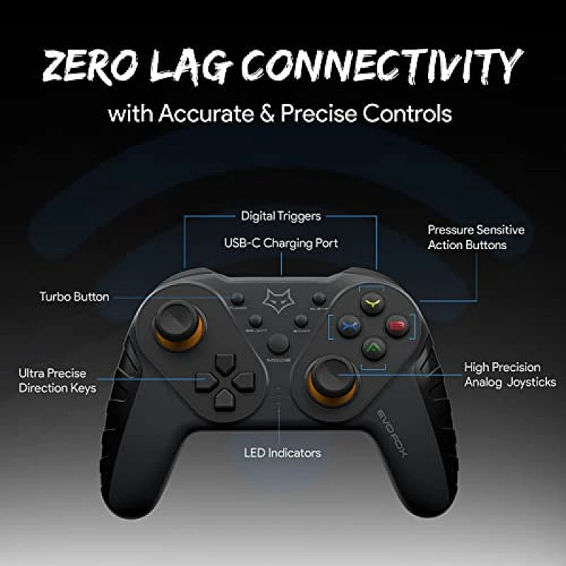 EvoFox Elite Ops Wireless Gamepad for Google TV and Android TV 8+ Hours of Play Time (Dusk Grey) EvoFox Elite Ops Wireless Gamepad for Google TV and Android TV 8+ Hours of Play Time (Dusk Grey)