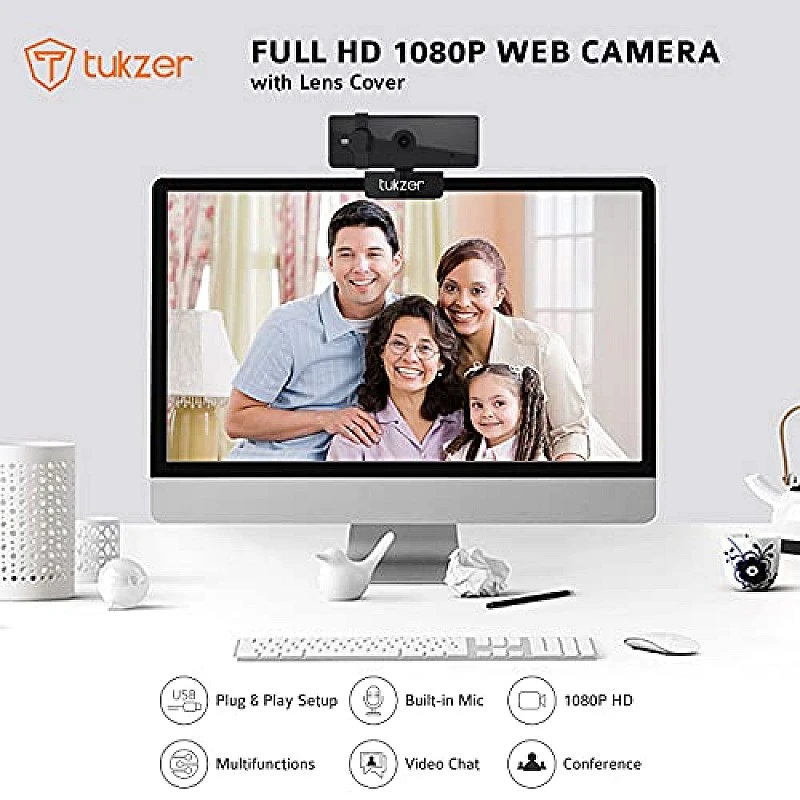 Tukzer 2.1 MP Full HD 1080P Web Camera CMOS Webcam with Microphone 360° Rotatable Tripod Ready Mount Plug-n-Play USB for Windows Mac (C01) Tukzer 2.1 MP Full HD 1080P Web Camera CMOS Webcam with Microphone 360° Rotatable Tripod Ready Mount Plug-n-Play USB for Windows Mac (C01)