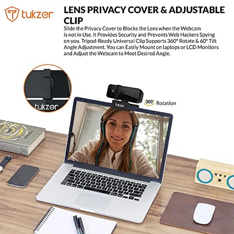 Tukzer 2.1 MP Full HD 1080P Web Camera CMOS Webcam with Microphone 360° Rotatable Tripod Ready Mount Plug-n-Play USB for Windows Mac (C01) Tukzer 2.1 MP Full HD 1080P Web Camera CMOS Webcam with Microphone 360° Rotatable Tripod Ready Mount Plug-n-Play USB for Windows Mac (C01)
