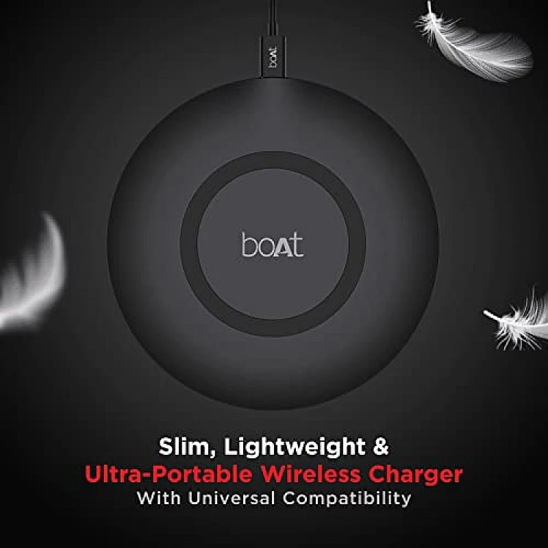 boAt floAtpad 350 Qi Certified Wireless Charger with 6mm Transmission Range, Smart IC Protection Against Damage Carbon Black boAt floAtpad 350 Qi Certified Wireless Charger with 6mm Transmission Range, Smart IC Protection Against Damage Carbon Black