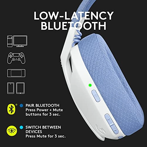 Logitech G435 Lightspeed and Bluetooth Wireless Over Ear Gaming Headphones - Lightweight with Dual mics - White Logitech G435 Lightspeed and Bluetooth Wireless Over Ear Gaming Headphones - Lightweight with Dual mics - White