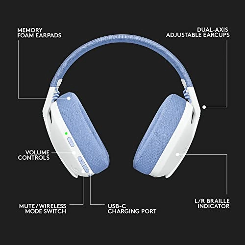 Logitech G435 Lightspeed and Bluetooth Wireless Over Ear Gaming Headphones - Lightweight with Dual mics - White Logitech G435 Lightspeed and Bluetooth Wireless Over Ear Gaming Headphones - Lightweight with Dual mics - White