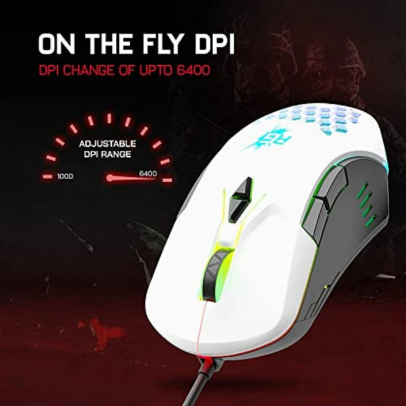Redgear A-15 Wired Gaming Mouse with RGB, Semi-Honeycomb Design and Upto 6400 dpi for Windows PC Gamers (White) Redgear A-15 Wired Gaming Mouse with RGB, Semi-Honeycomb Design and Upto 6400 dpi for Windows PC Gamers (White)