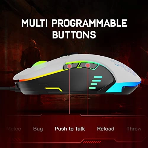 Redgear A-15 Wired Gaming Mouse with RGB, Semi-Honeycomb Design and Upto 6400 dpi for Windows PC Gamers (White)