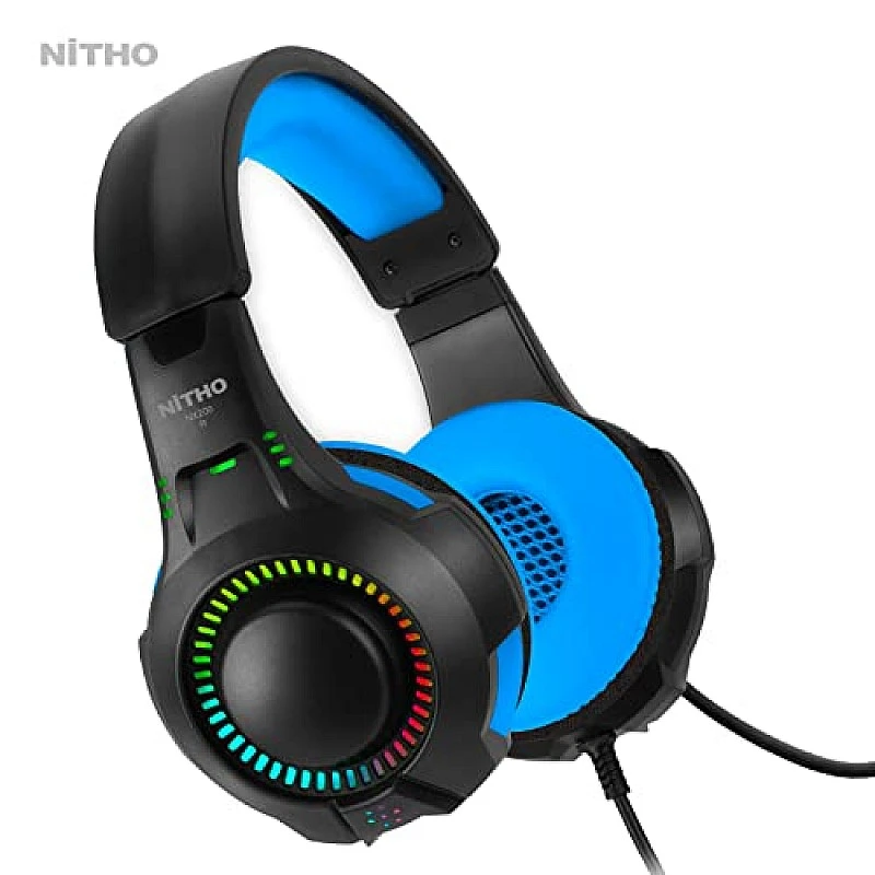 Nitho NX200 Gaming Headset with RGB Light and Microphone, Over-Ear Stereo Headphones Blue for Xbox Series Xbox One, PS5, PS4 Nitho NX200 Gaming Headset with RGB Light and Microphone, Over-Ear Stereo Headphones Blue for Xbox Series Xbox One, PS5, PS4