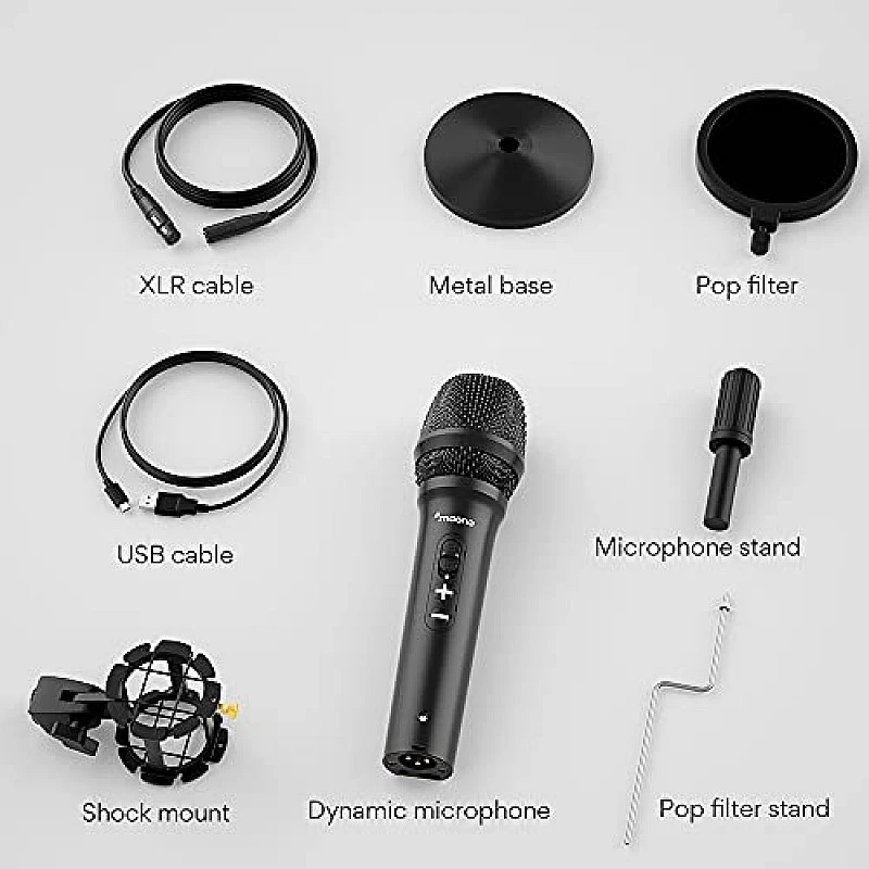 MAONO AU-HD300T USB/XLR Dynamic Mic for Singing, PC, YouTube Recording. Professional Microphone with 0-Latency Monitoring, Adjustable Mic Stand, Black MAONO AU-HD300T USB/XLR Dynamic Mic for Singing, PC, YouTube Recording. Professional Microphone with 0-Latency Monitoring, Adjustable Mic Stand, Black
