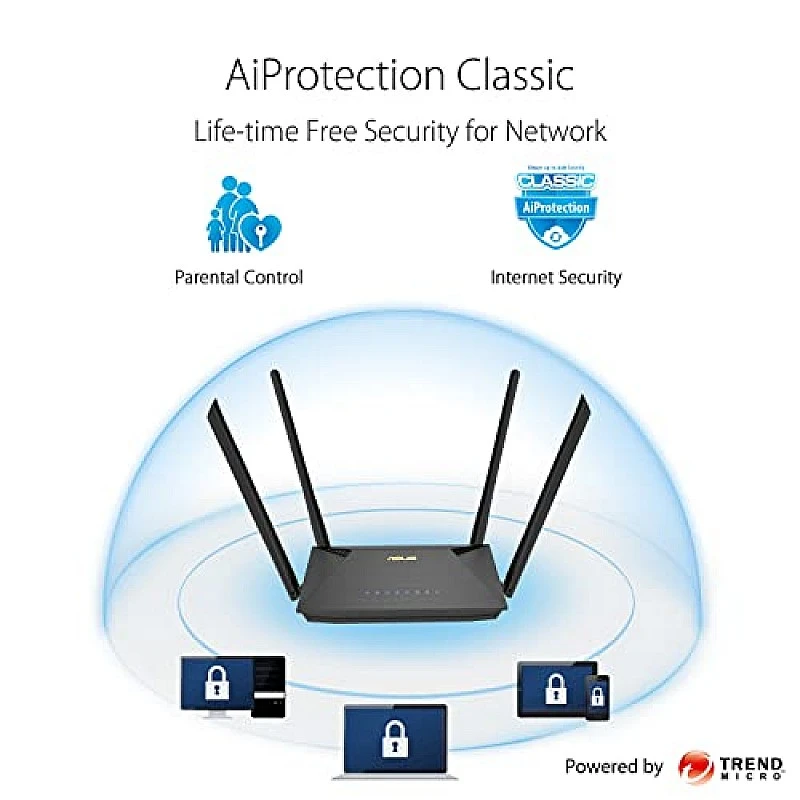 ASUS RT-AX53U (AX1800) Dual Band WiFi 6 Extendable Router Black ASUS RT-AX53U (AX1800) Dual Band WiFi 6 Extendable Router Black