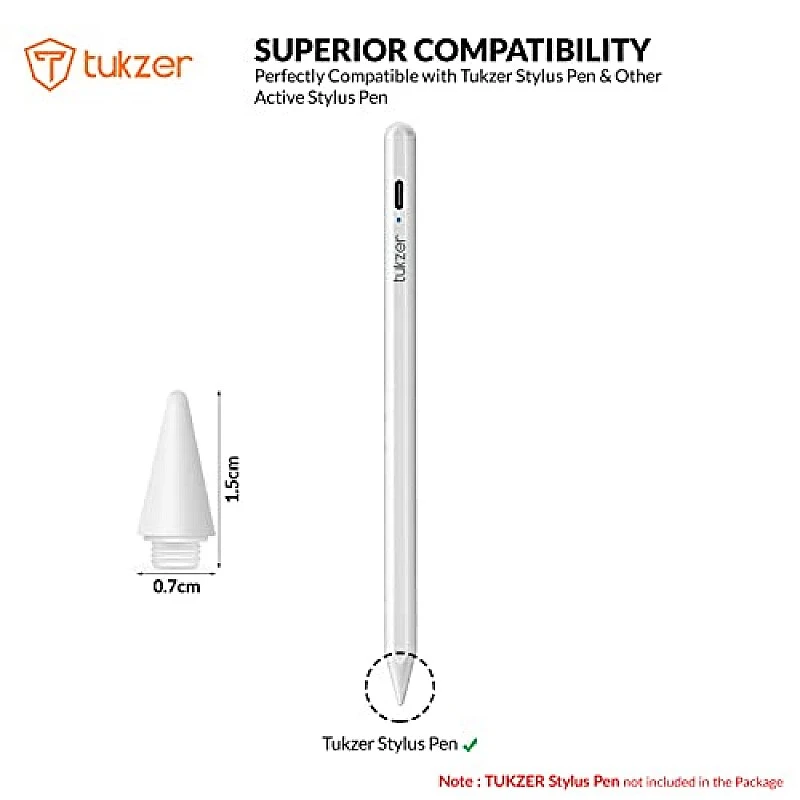 Tukzer 5-Replacement Tip Compatible with Tukzer Stylus Pen for iPad Palm Rejection, 2nd Gen Tukzer 5-Replacement Tip Compatible with Tukzer Stylus Pen for iPad Palm Rejection, 2nd Gen