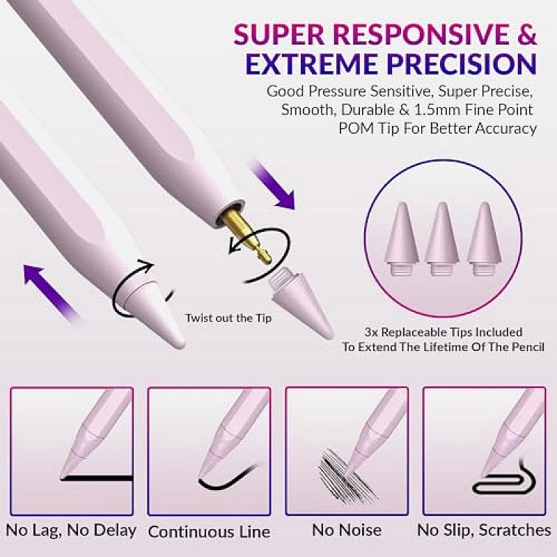 Tukzer 5-Replacement Tip Compatible with Tukzer Stylus Pen for iPad Palm Rejection, 2nd Gen Tukzer 5-Replacement Tip Compatible with Tukzer Stylus Pen for iPad Palm Rejection, 2nd Gen