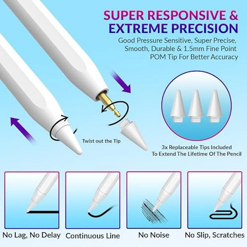 Tukzer 5-Replacement Tip Compatible with Tukzer Stylus Pen for iPad Palm Rejection, 2nd Gen Tukzer 5-Replacement Tip Compatible with Tukzer Stylus Pen for iPad Palm Rejection, 2nd Gen
