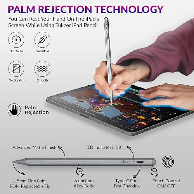 Tukzer 5-Replacement Tip Compatible with Tukzer Stylus Pen for iPad Palm Rejection, 2nd Gen Tukzer 5-Replacement Tip Compatible with Tukzer Stylus Pen for iPad Palm Rejection, 2nd Gen