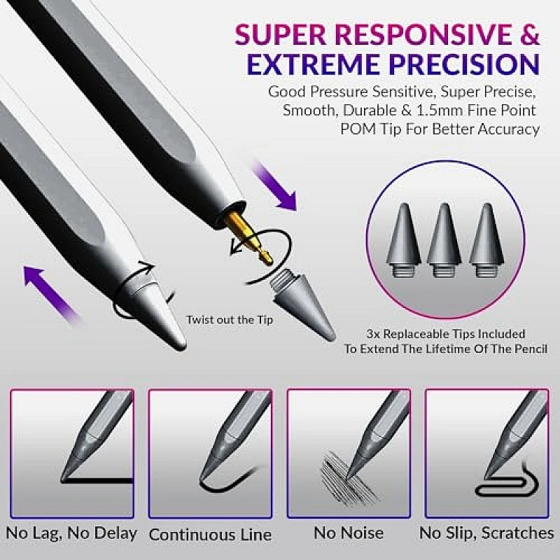 Tukzer 5-Replacement Tip Compatible with Tukzer Stylus Pen for iPad Palm Rejection, 2nd Gen Tukzer 5-Replacement Tip Compatible with Tukzer Stylus Pen for iPad Palm Rejection, 2nd Gen
